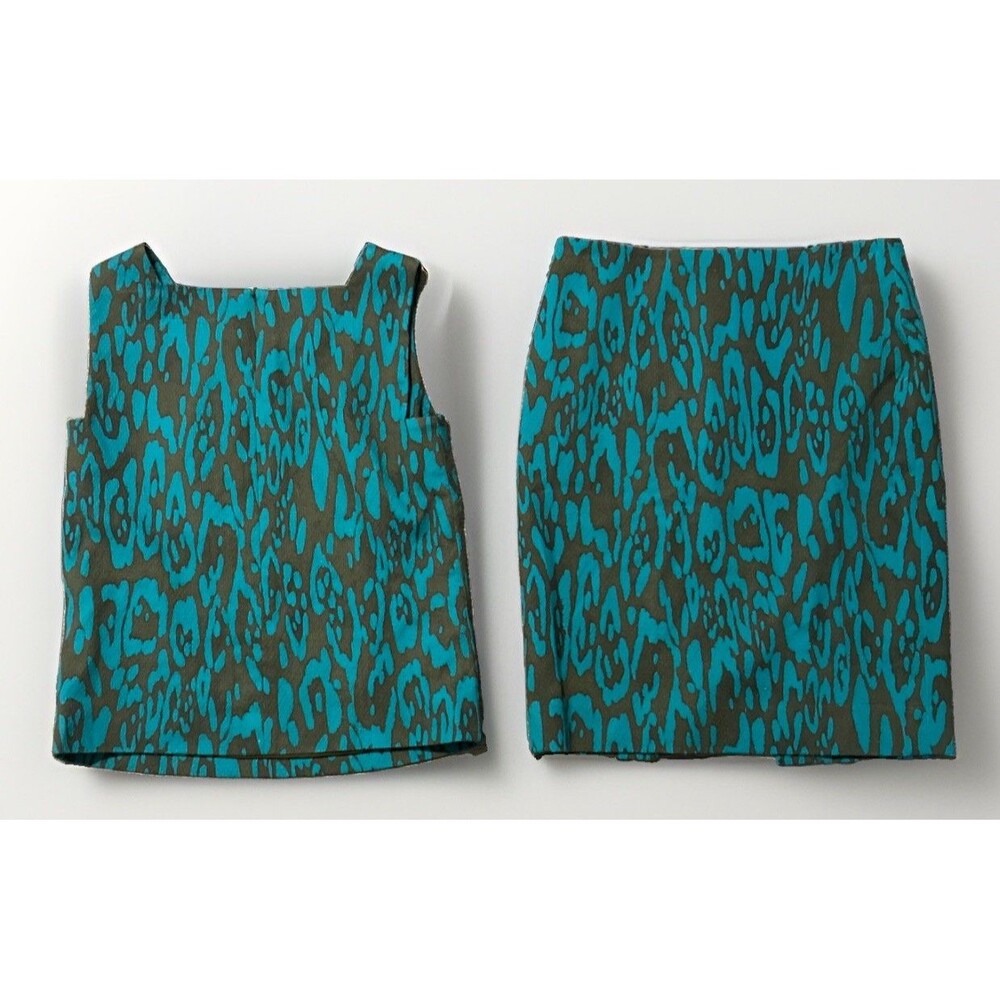 Carlisle Collection Turquoise Brown Sz 2 Skirt Sz 0 Matching Sleeveless Top - Picture 3 of 7